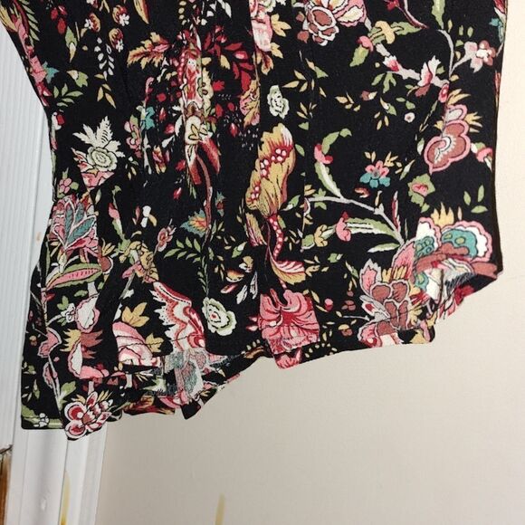 H&M black floral Flounce-sleeved Dress Sz 14 NWOT - Picture 5 of 7